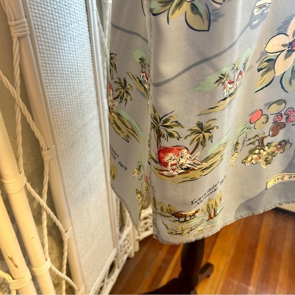 Vintage 90s Blouse Silk Button Front Florida Coast Tropics Floral Blue size 20W - Picture 8 of 16